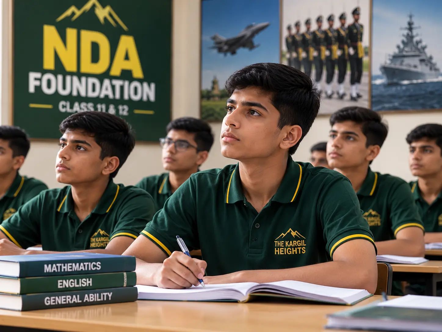 NDA Foundation students preparing for a defence career at The Kargil Heights, Prayagraj